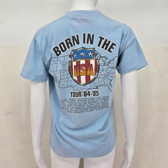 Original Vintage 1984 Bruce Springsteen Born In The USA Tee Blue M - Picture 4 of 6